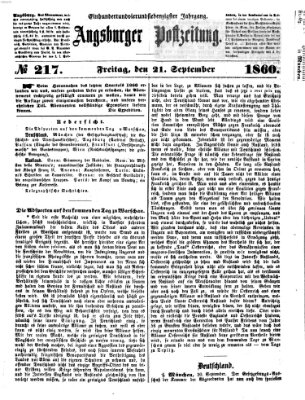 Augsburger Postzeitung Freitag 21. September 1860