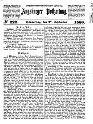 Augsburger Postzeitung Donnerstag 27. September 1860