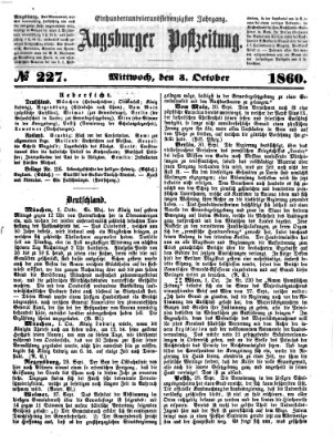 Augsburger Postzeitung Mittwoch 3. Oktober 1860
