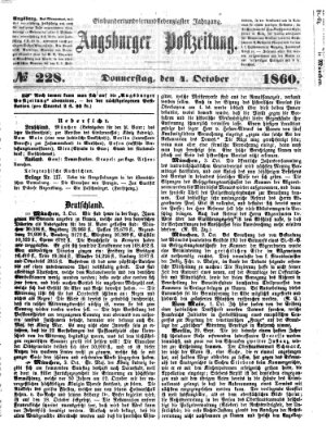 Augsburger Postzeitung Donnerstag 4. Oktober 1860