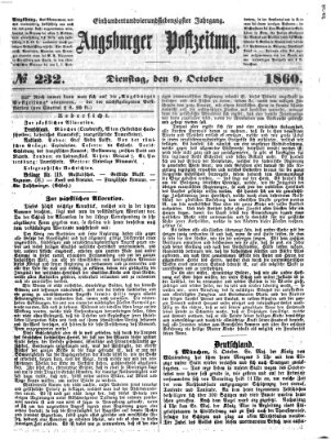 Augsburger Postzeitung Dienstag 9. Oktober 1860