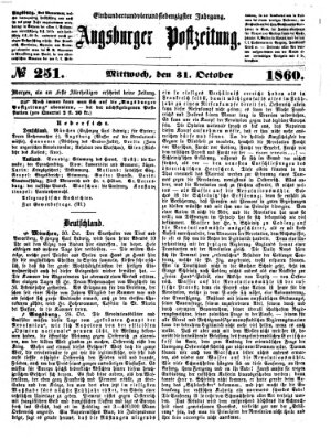Augsburger Postzeitung Mittwoch 31. Oktober 1860
