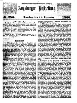 Augsburger Postzeitung Dienstag 11. Dezember 1860