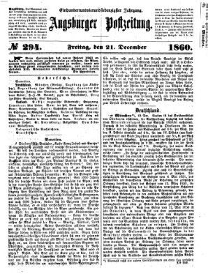 Augsburger Postzeitung Freitag 21. Dezember 1860