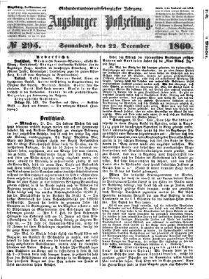 Augsburger Postzeitung Samstag 22. Dezember 1860