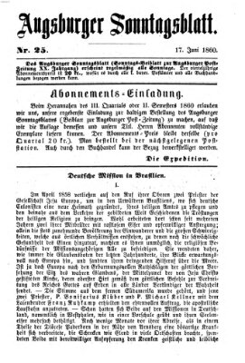 Augsburger Sonntagsblatt (Augsburger Postzeitung) Sonntag 17. Juni 1860