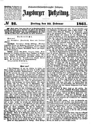 Augsburger Postzeitung Freitag 22. Februar 1861