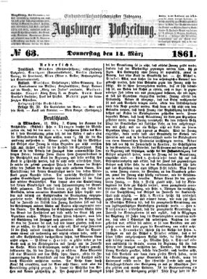 Augsburger Postzeitung Donnerstag 14. März 1861