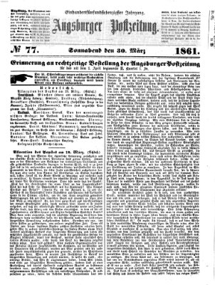 Augsburger Postzeitung Samstag 30. März 1861