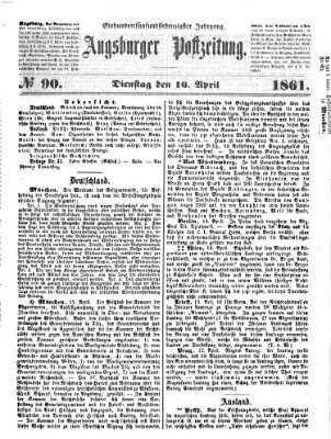 Augsburger Postzeitung Dienstag 16. April 1861