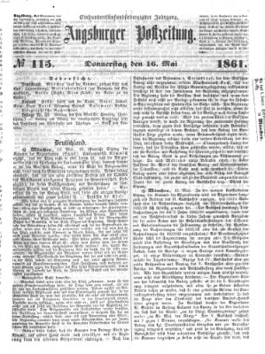Augsburger Postzeitung Donnerstag 16. Mai 1861