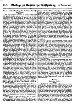 Augsburger Postzeitung Mittwoch 16. Januar 1861