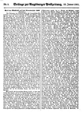 Augsburger Postzeitung Dienstag 22. Januar 1861