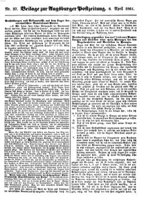Augsburger Postzeitung Samstag 6. April 1861