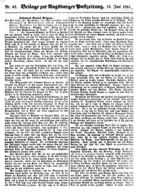 Augsburger Postzeitung Donnerstag 13. Juni 1861