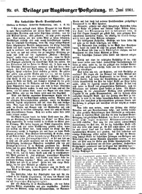 Augsburger Postzeitung Donnerstag 27. Juni 1861