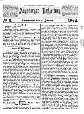 Augsburger Postzeitung Samstag 4. Januar 1862