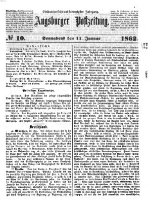 Augsburger Postzeitung Samstag 11. Januar 1862