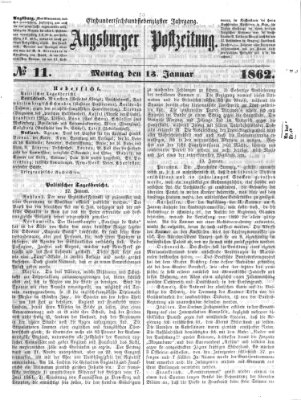 Augsburger Postzeitung Montag 13. Januar 1862
