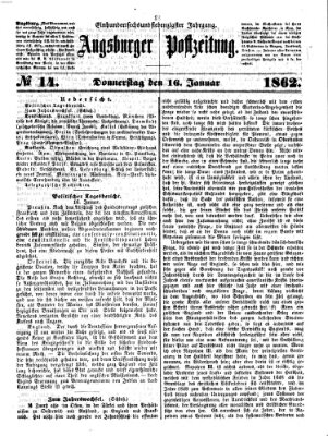 Augsburger Postzeitung Donnerstag 16. Januar 1862