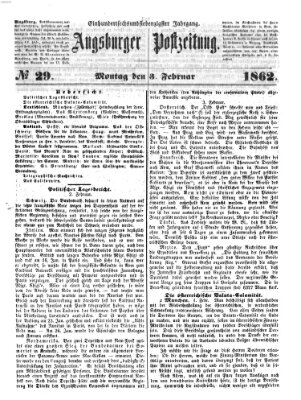 Augsburger Postzeitung Montag 3. Februar 1862