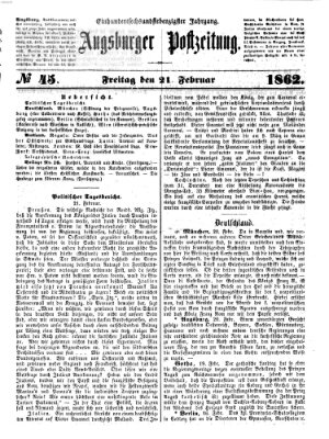 Augsburger Postzeitung Freitag 21. Februar 1862