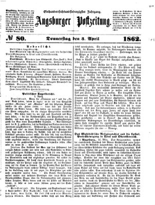Augsburger Postzeitung Donnerstag 3. April 1862
