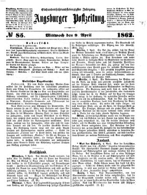 Augsburger Postzeitung Mittwoch 9. April 1862
