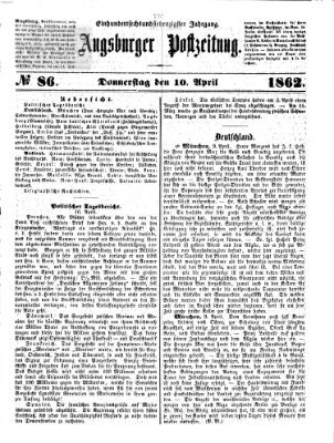 Augsburger Postzeitung Donnerstag 10. April 1862