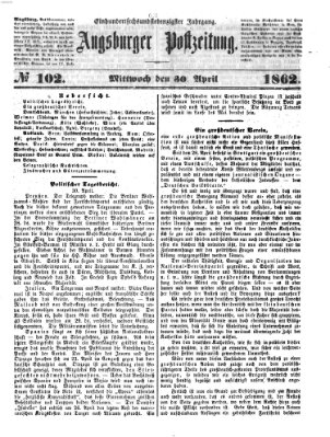 Augsburger Postzeitung Mittwoch 30. April 1862