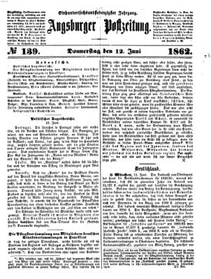 Augsburger Postzeitung Donnerstag 12. Juni 1862