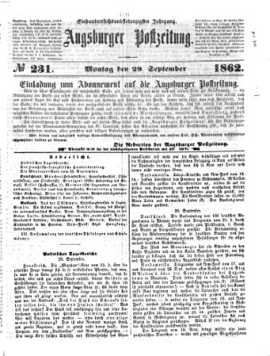 Augsburger Postzeitung Montag 29. September 1862