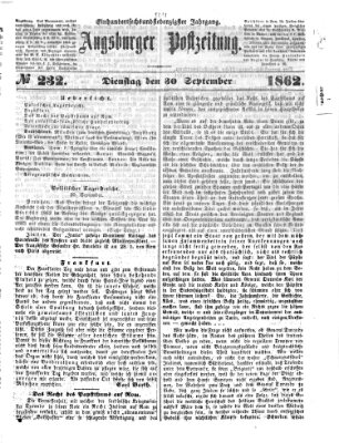 Augsburger Postzeitung Dienstag 30. September 1862