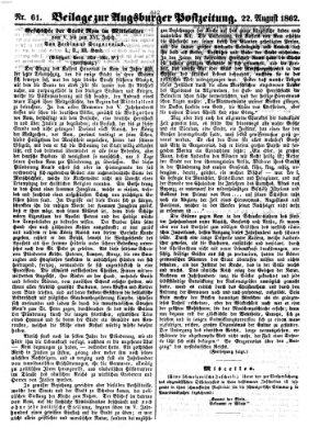 Augsburger Postzeitung Freitag 22. August 1862