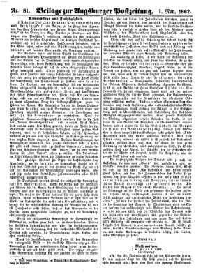 Augsburger Postzeitung Samstag 1. November 1862