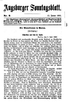 Augsburger Sonntagsblatt (Augsburger Postzeitung) Sonntag 13. Januar 1861
