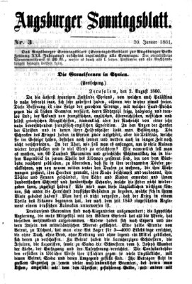 Augsburger Sonntagsblatt (Augsburger Postzeitung) Sonntag 20. Januar 1861