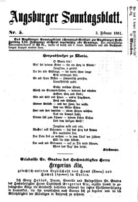 Augsburger Sonntagsblatt (Augsburger Postzeitung) Sonntag 3. Februar 1861
