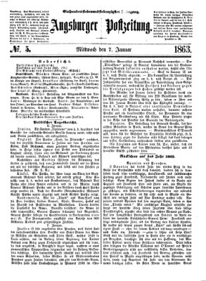 Augsburger Postzeitung Mittwoch 7. Januar 1863