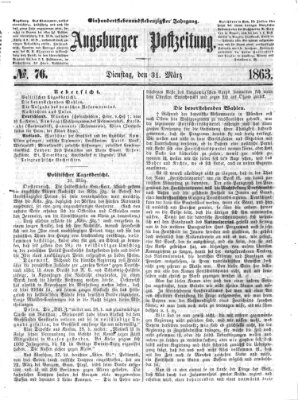 Augsburger Postzeitung Dienstag 31. März 1863