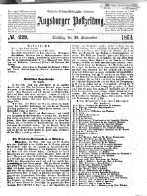 Augsburger Postzeitung Dienstag 29. September 1863