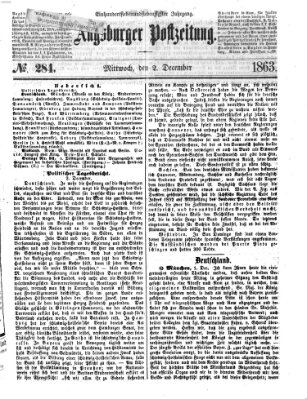 Augsburger Postzeitung Mittwoch 2. Dezember 1863