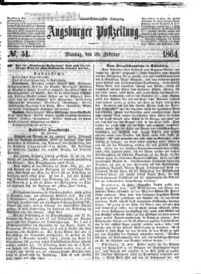 Augsburger Postzeitung Montag 29. Februar 1864