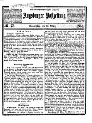 Augsburger Postzeitung Donnerstag 31. März 1864