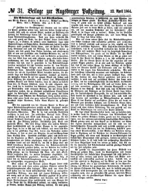 Augsburger Postzeitung Freitag 22. April 1864