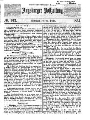Augsburger Postzeitung Mittwoch 21. Dezember 1864
