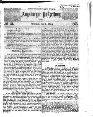Augsburger Postzeitung Mittwoch 1. März 1865