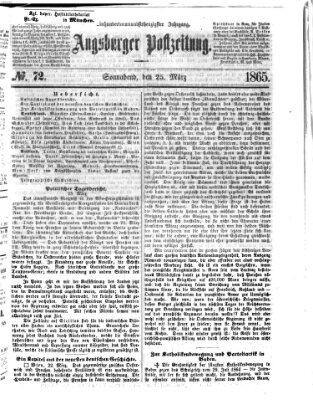 Augsburger Postzeitung Samstag 25. März 1865