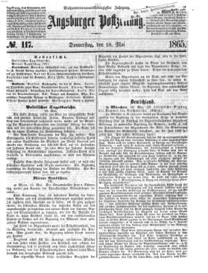 Augsburger Postzeitung Donnerstag 18. Mai 1865