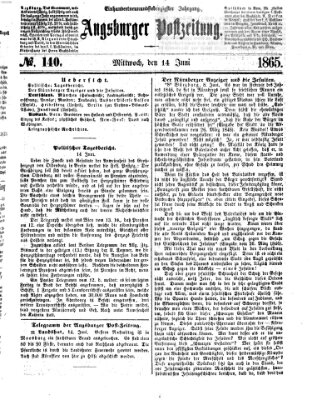 Augsburger Postzeitung Mittwoch 14. Juni 1865